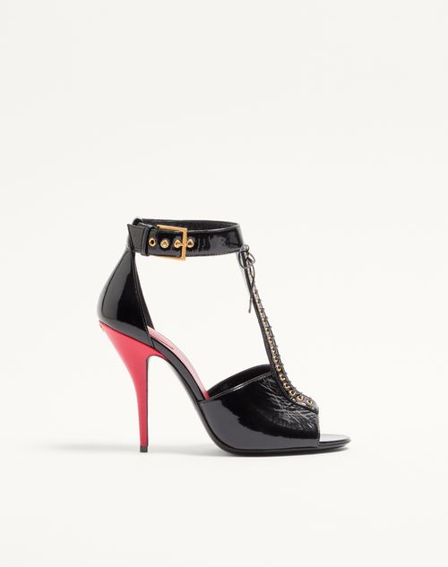 Valentino Garavani - Bustier Sandal In Naplak 105mm - Black/red - Woman - Sandals